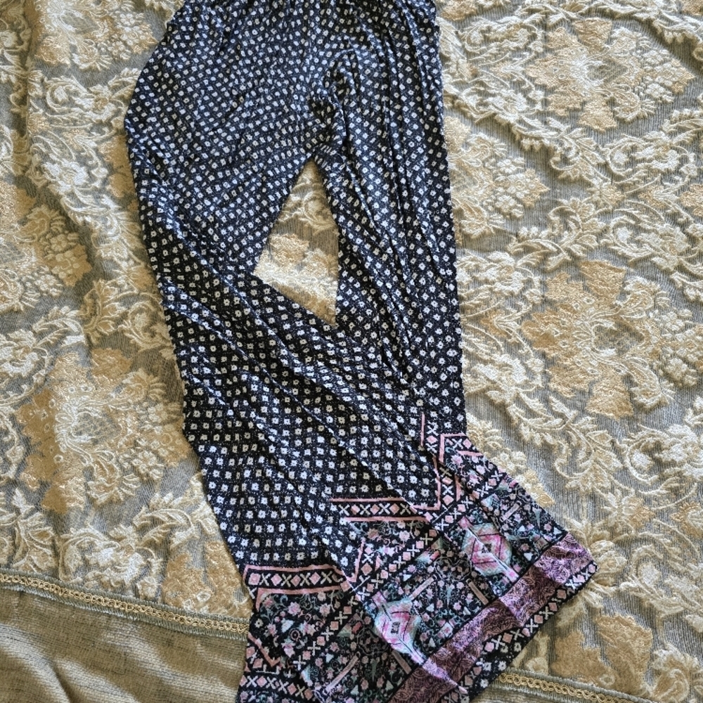 Patterned Black and Purple Pants